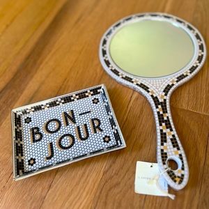 Anthropologie Bistro Tile Hello Beautiful Mirror & Tray